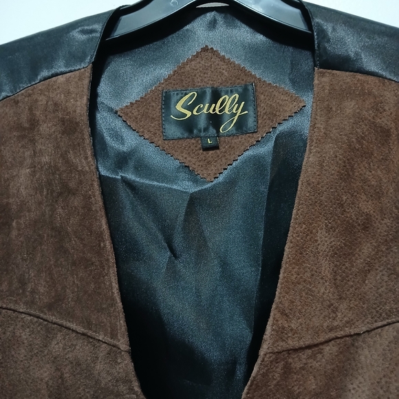 SCULLY Leather Suede Vest Men L Brown Snap Front Western Cowboy Ranch Farm Rodeo - Picture 3 of 8